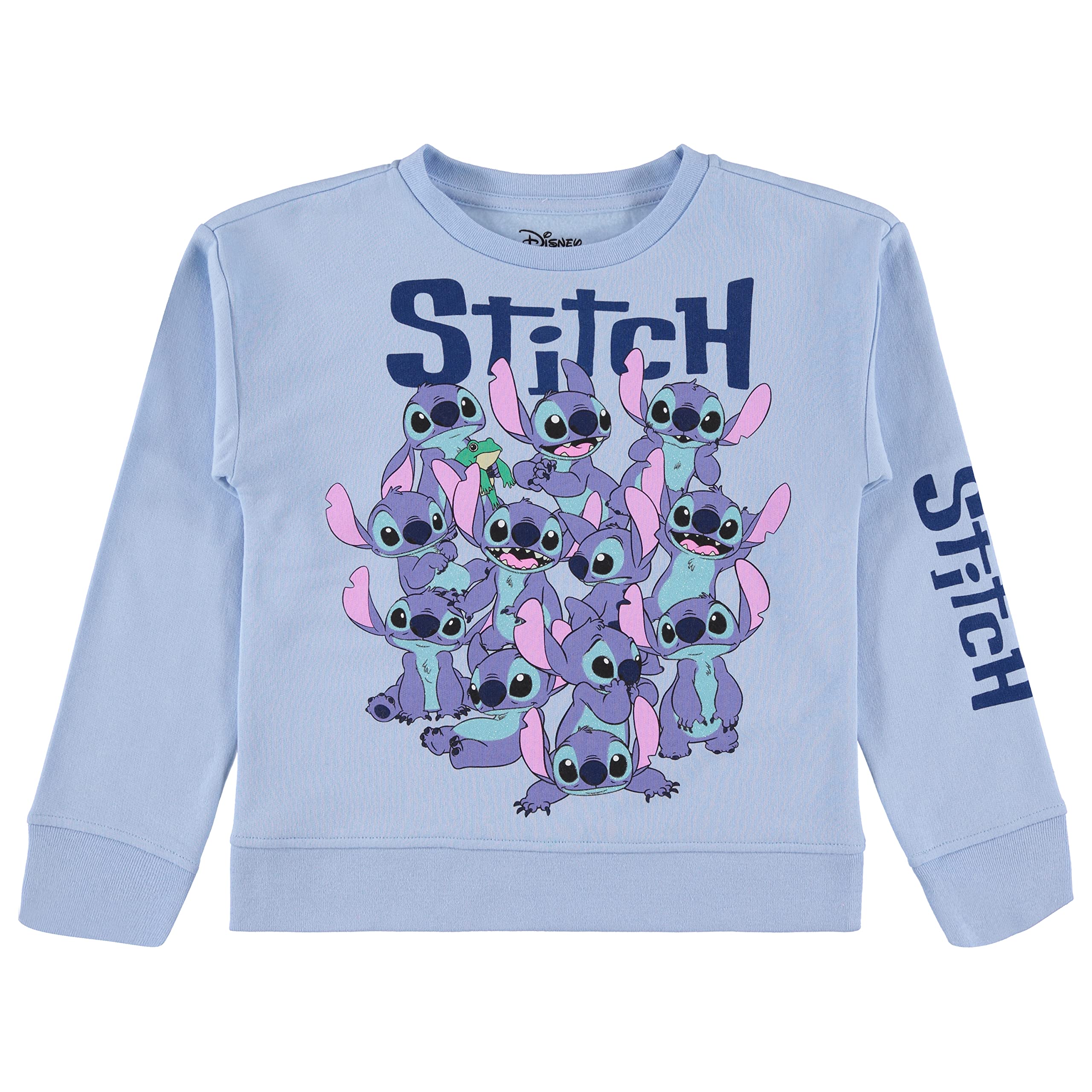 Disney Girls Lilo and Stitch Sweatshirt - Girls Classic Lilo and Stitch Lilo and Stitch Crewneck Sweatshirt with Sleeve Print