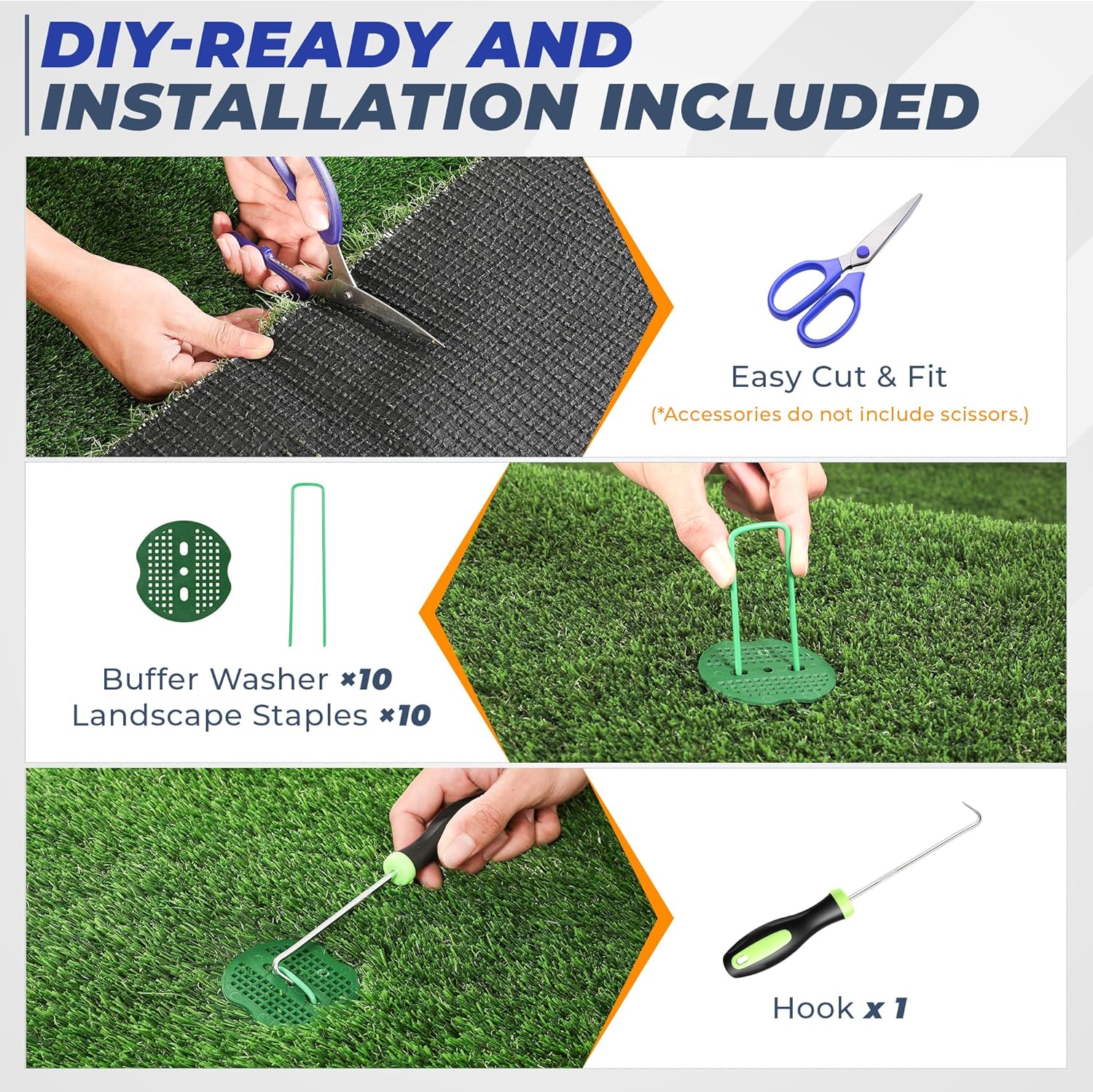 Artificial Grass Turf 4x10 FT, 1.38" Thick Fake Grass Rug, Three-Tone Synthetic Turf with Drainage, Outdoor Grass Mat for Backyard, Patio, Dogs & Golf Practice - Image 3