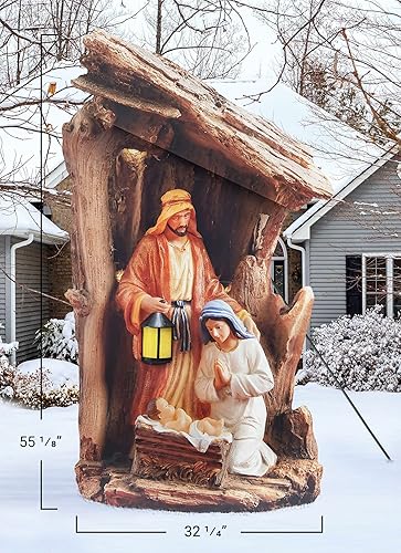 Miniatura 3 de Three Kings Gifts - Belén de Navidad al aire libre – Escena realista de la Santa Familia de 55 pulgadas al aire libre bañado en suave luz ámbar –