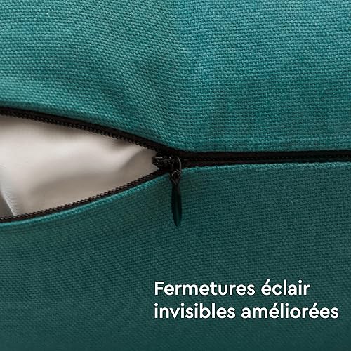 Vista 79 de Encasa Homes - Juego de 2 fundas de almohada, 18 x 18 pulgadas, lona de algodón teñidas, cuadradas, decorativas, para sofá, silla, cama y hogar, Azul