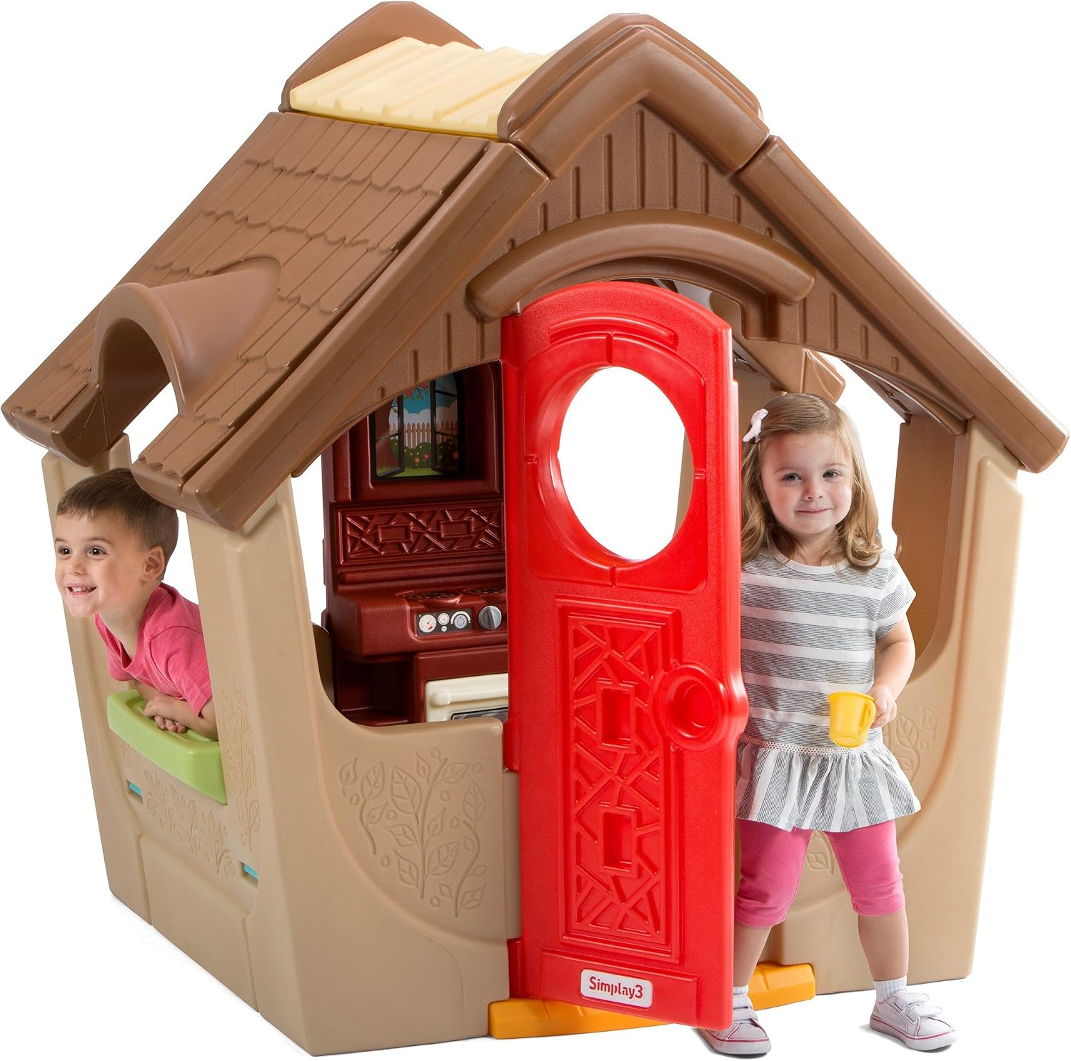 Simplay3 Garden View Cottage, Kids Indoor Outdoor Playhouse for 4 or More Children 18 Months and up (52" H x 40" L x 48" W)