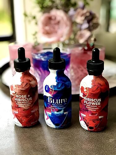 Miniatura 2 de Wild Hibiscus Trío de extracto de flores  3 botellas de 3.4 onzas líquidas (3.4 fl oz)  Concentrados culinarios y cócteles totalmente naturales