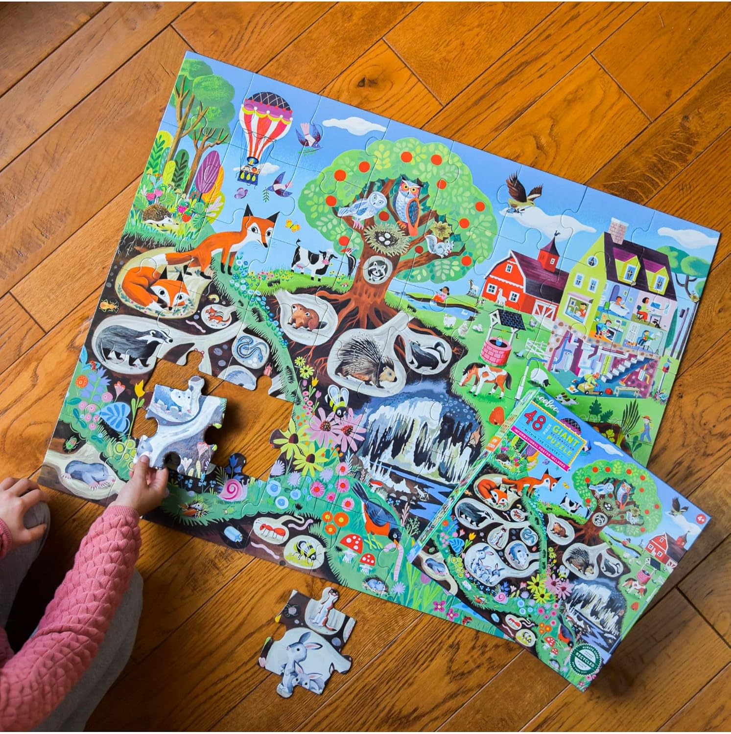 eeBoo 48 Piece Giant Floor Puzzle - Within The Country Children's Puzzle Countryside, Large Pieces for Small Hands to Develop Motor Skills