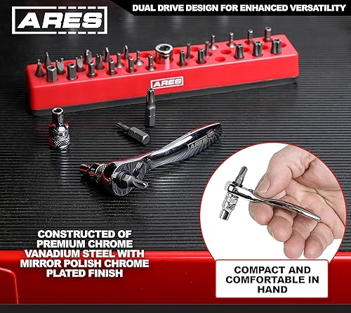 Miniatura 10 de ARES 42060 - Micro trinquete de aluminio anodizado rojo de 72 dientes de 14 pulgadas - Diseño de engranaje de dientes finos de 72 dientes - Tamaño