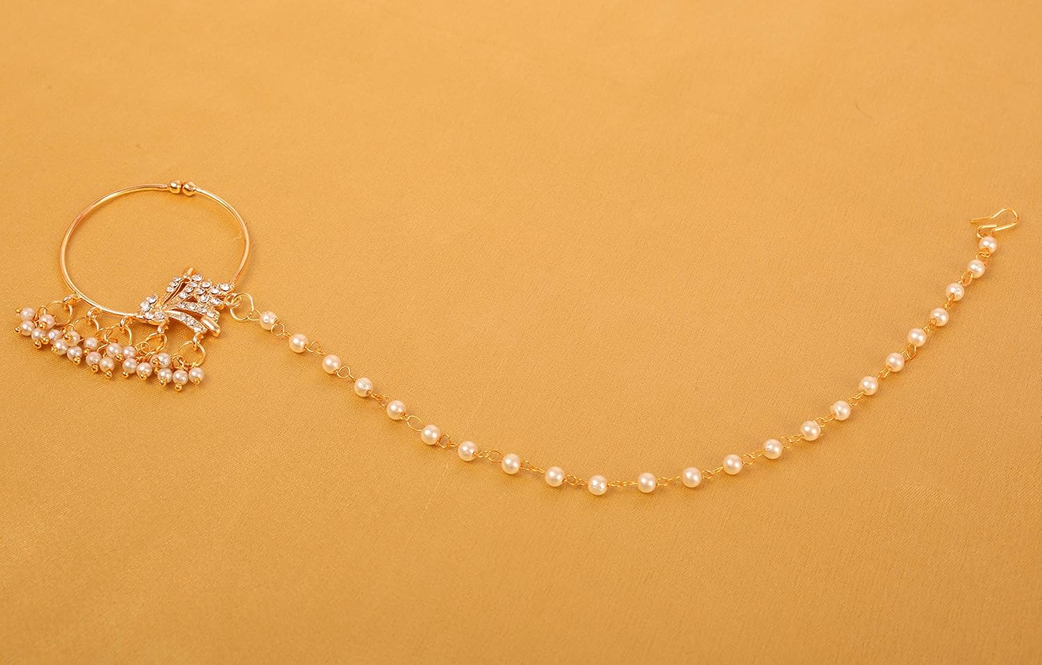 Touchstone Indian Bollywood Desire Designer Bridal Jewelry Nath (Nose Accessory) in Gold Tone for Women. - Image 7