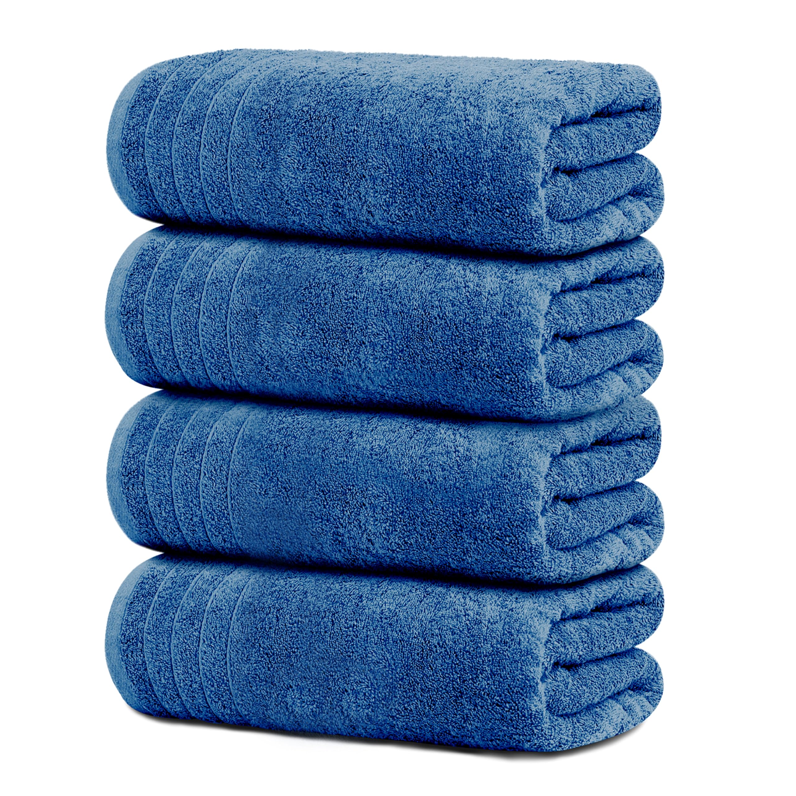Tens Towels Pack of 4 Extra Large Bath Towels 30 x 60 Inches, 100% Cotton, Larger & Lighter Weight, Quicker to Dry, Super Soft and Absorbent, Perfect