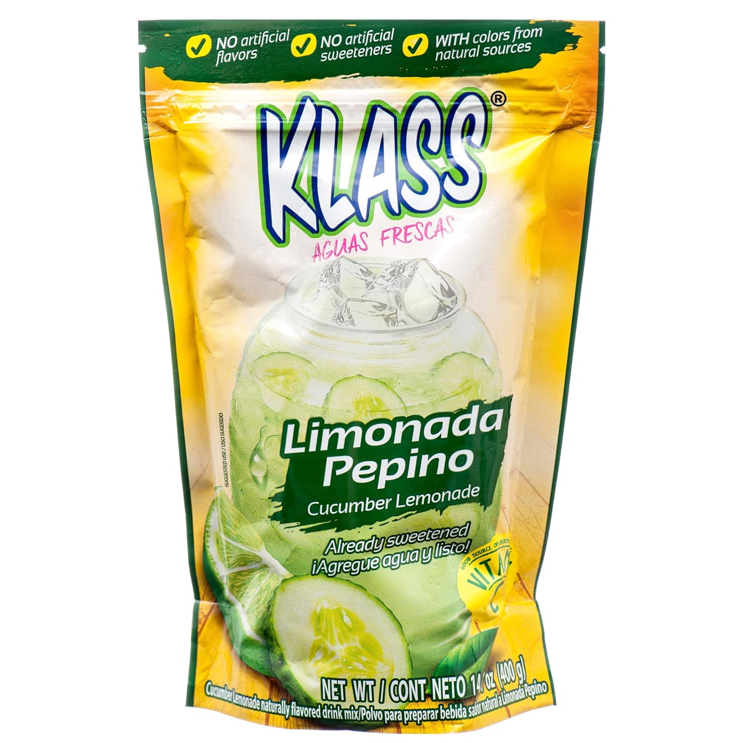 Klass Listo Limonada Pepino Blended Mexican Cucumber Lemonade Drink Mix (6 x 14.1 oz. Packets)