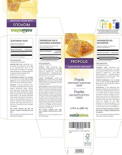 Miniatura 9 de Naturalma Tintura de resina de propóleo (propóleos) sin alcohol - Extracto líquido de 4 onzas líquidas en gotas - Suplemento dietético