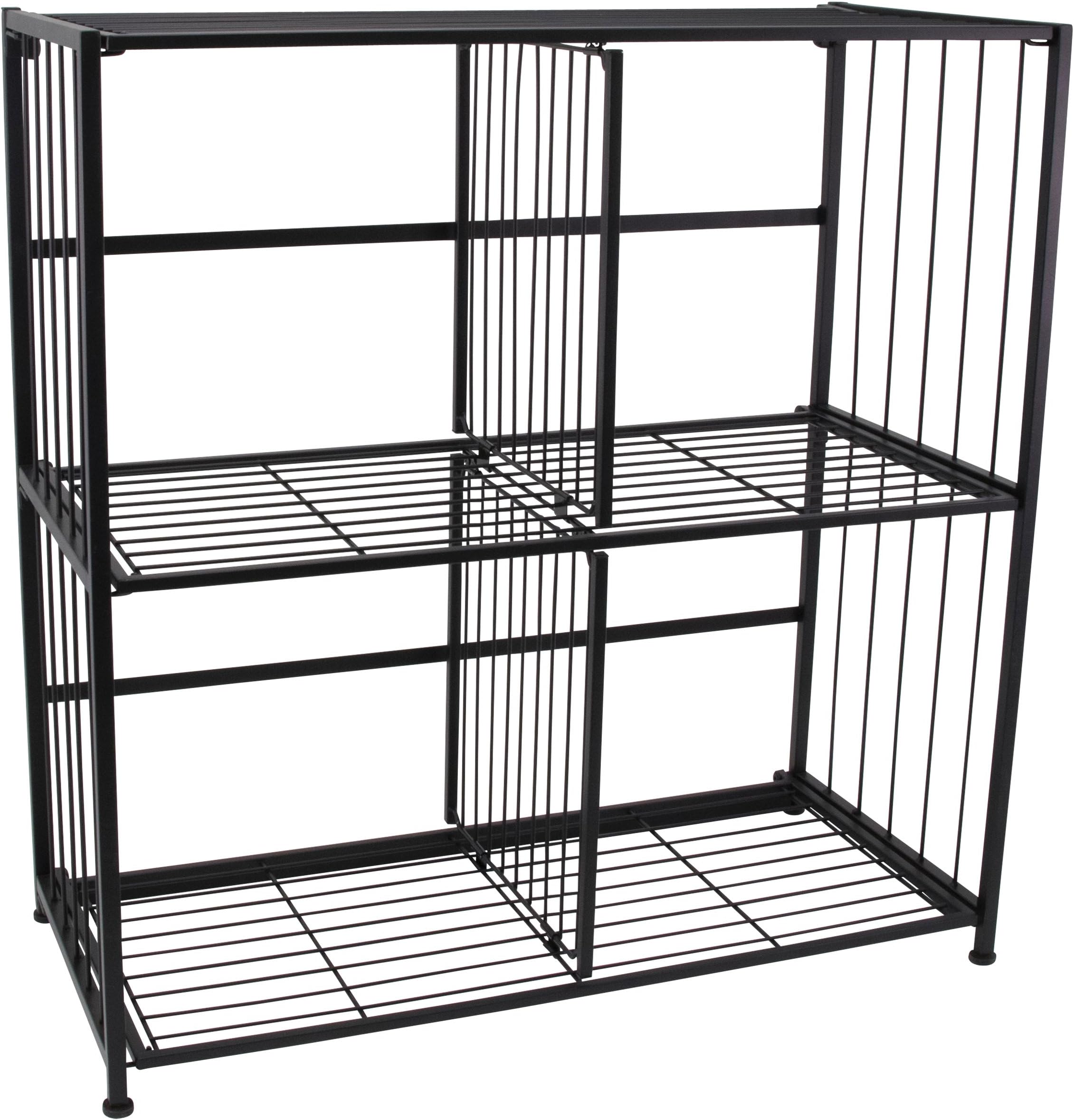 FLIPCUBE-Folding Metal Cube Organizer -Small Space Solution-No Assembly-Home, Closet, Bathroom And Office Shelving-Black, 4 Cube Organizer