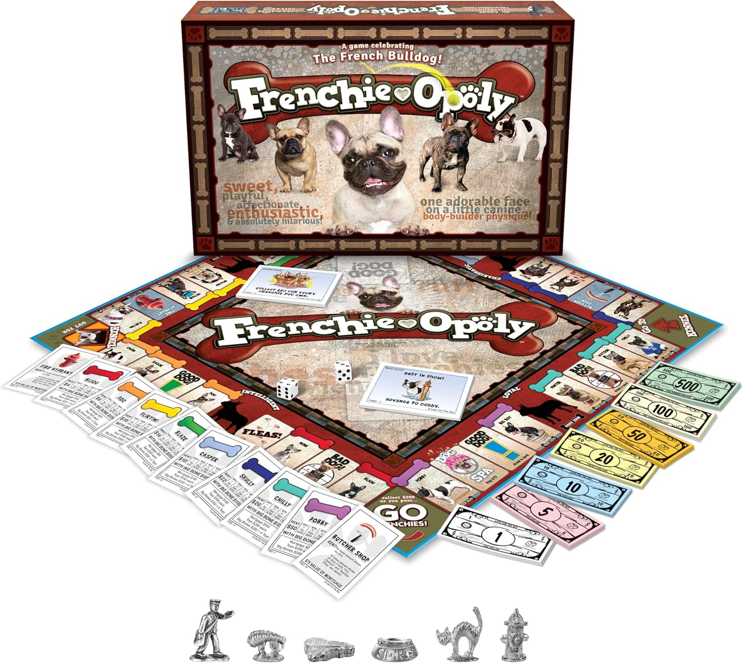 Late for The Sky Frenchie-Opoly | French Bulldog Board Game for Families & Adults, 2-6 Players, Ages 8+, Dog Lover Gift, Strategy Property Trading Game