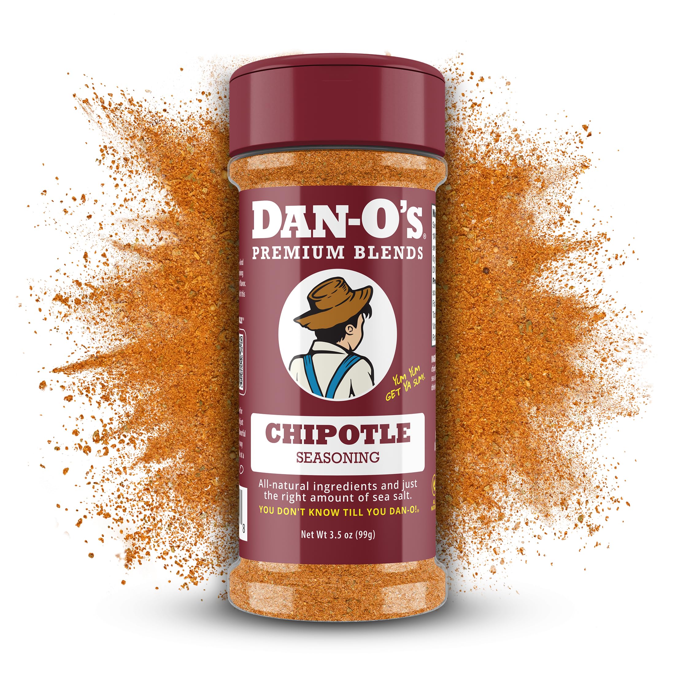 Dan-O's 3.5 oz Hot Chipotle Seasoning | All-Natural, Low Sodium, Zero Sugar, All-Purpose Seasoning