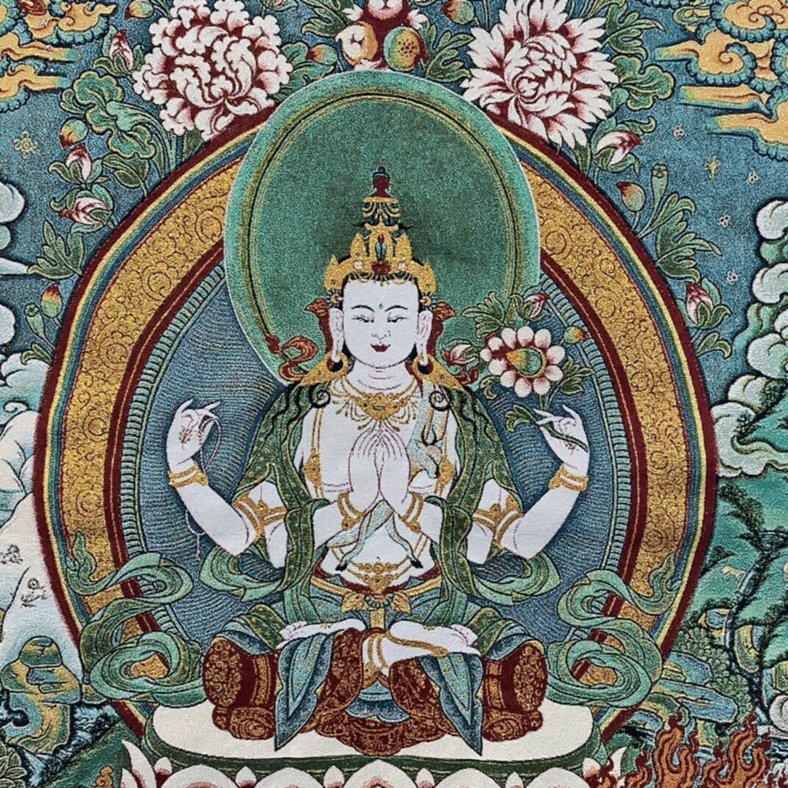 Chenrezig Thangka Pittura Ricamo Pittura Fatta A Mano Tibetano Thangka Arazzo Stampa Artistica Poster per la Decorazione Domestica Meditazione (Size : 60x90cm(23x35inch))