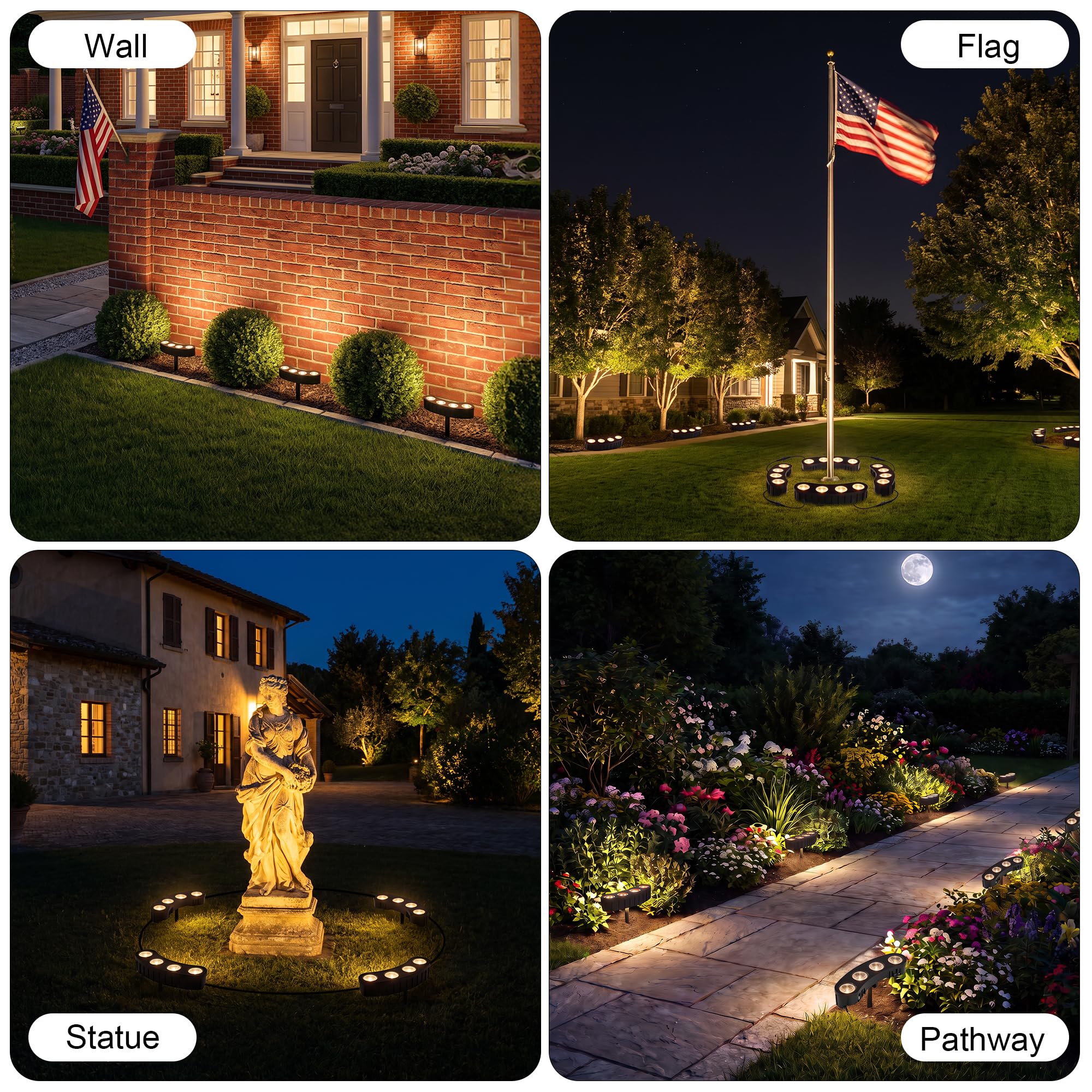 Sublume Luces solares de palmera para exteriores, 2000 mAh, luces ascendentes de paisaje brillante para árbol grande, IP65 impermeable, focos LED de instalación 2-1 con batería mejorada para jardín