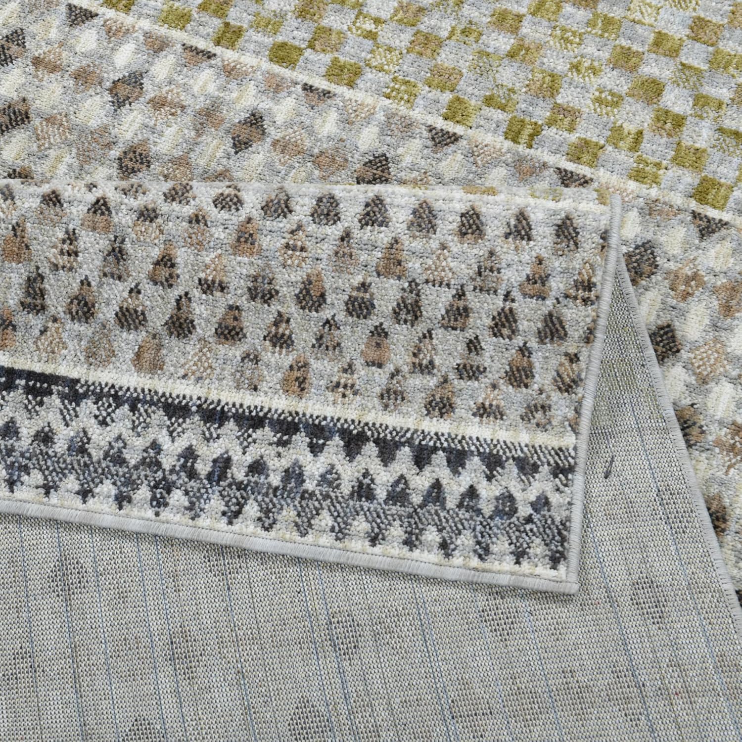 Well Woven Washable Area Rug 5x7 - Wynn Modern Plush Rug for Living Room & Bedroom, Ivory Multi, Refined Banded Pattern, Made with Recycled Yarn, Stain Resistant Pet Friendly Carpet - Coda Collection