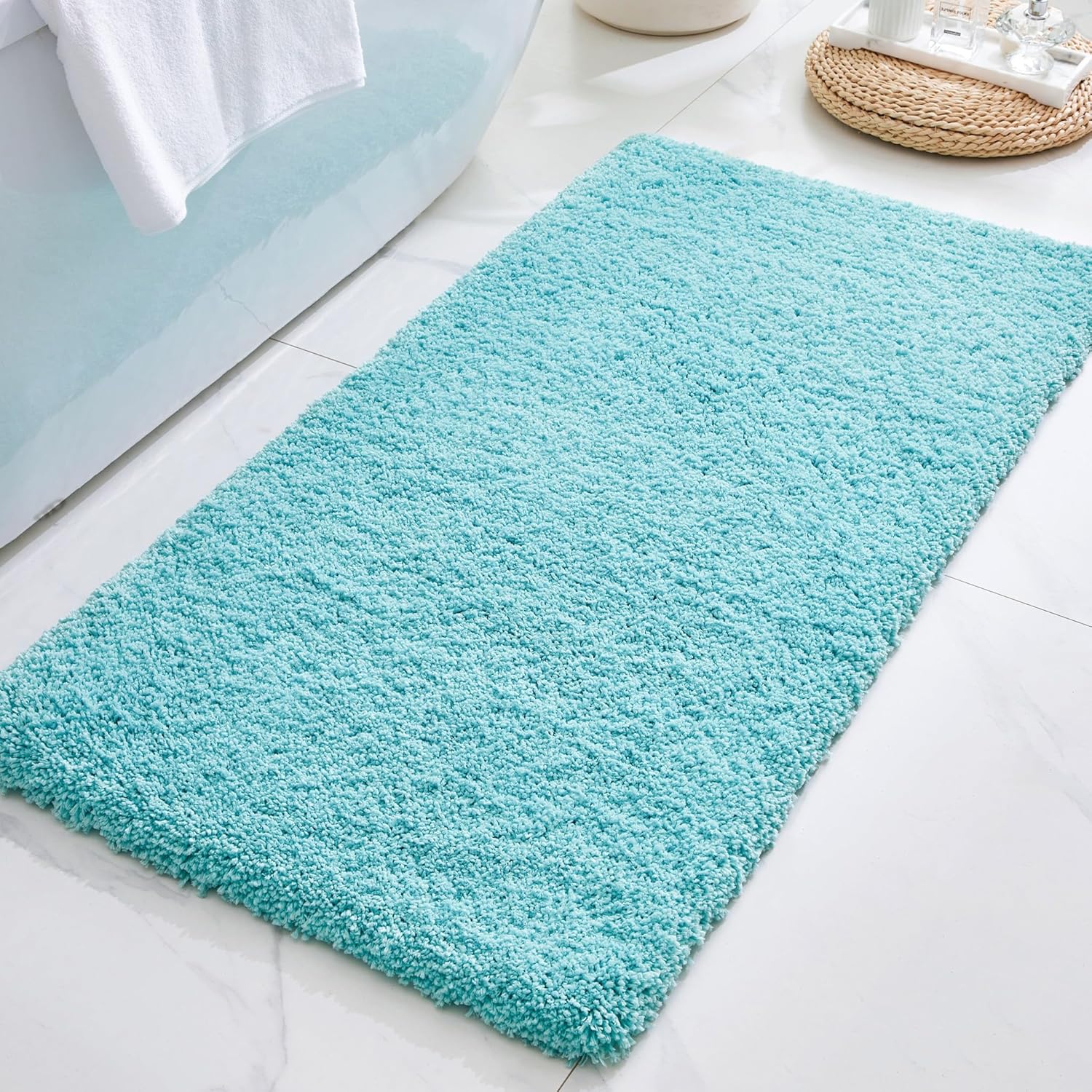 ILANGO Teal Bathroom Rugs 70" × 24" Non Slip & Super Absorbent Thick Soft, Washable Bath Carpet Runner for Floor, Microfiber Plush Shaggy Bath Mats with Rubber for Bedroom Bathtub Shower Room Teal 2' x 5'10" (24''x70'' Bathroom Rug)