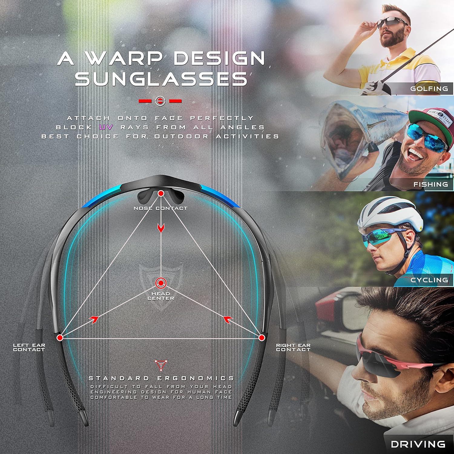 ATTCL Polarized Sunglasses Men Sports: Secure Fit Wrap Around TR90 Frame Ultra-Light UV Protection for Fishing Driving Golf - Image 7