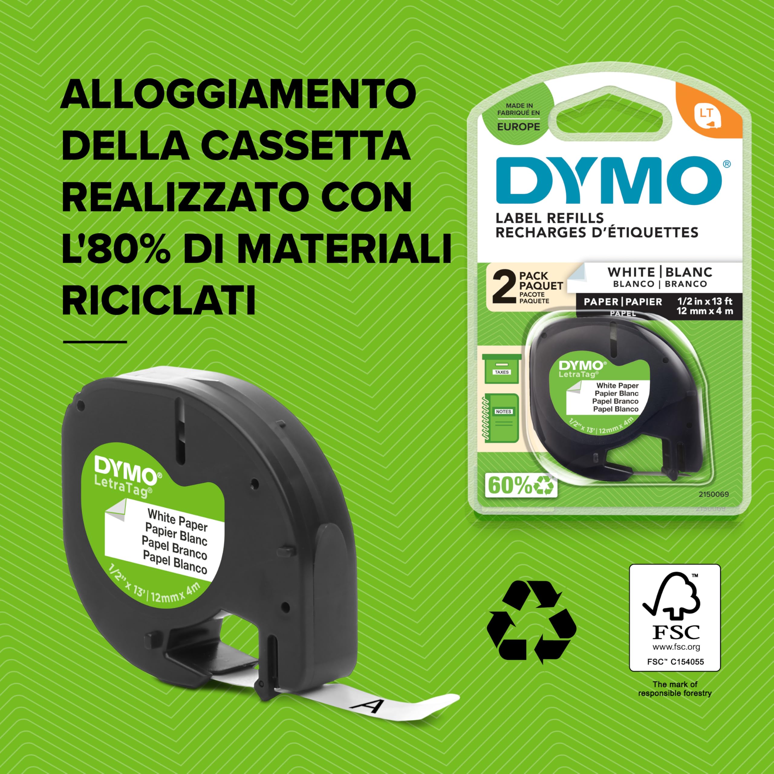 DYMO LetraTag LT-100T Etichettatrice palmare con tastiera ABC e display LCD 13 caratteri