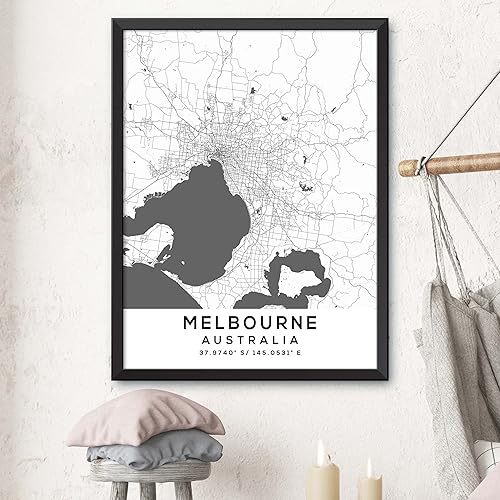 Miniatura 3 de Mapa de Melbourne, Australia, Light 2 (8x10)