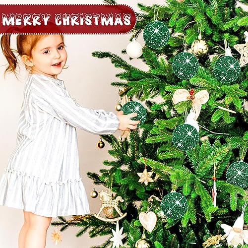Miniatura 7 de 6 adornos de bola de Navidad con brillantina y lentejuelas para colgar, decoración de bolas de árbol de Navidad, interiores y exteriores, para