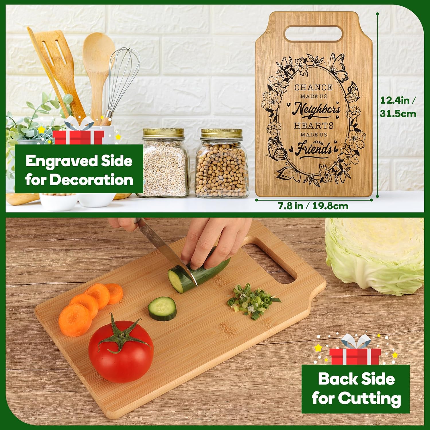 Neighbor Gifts,Housewarming Gift for New House Homeowner,Cool Christmas Presents for Neighbors Friends,Best Thank You Welcome Gifts for New Neighbors Cutting Board Appreciation Xmas Neighborly Gifts - Image 2