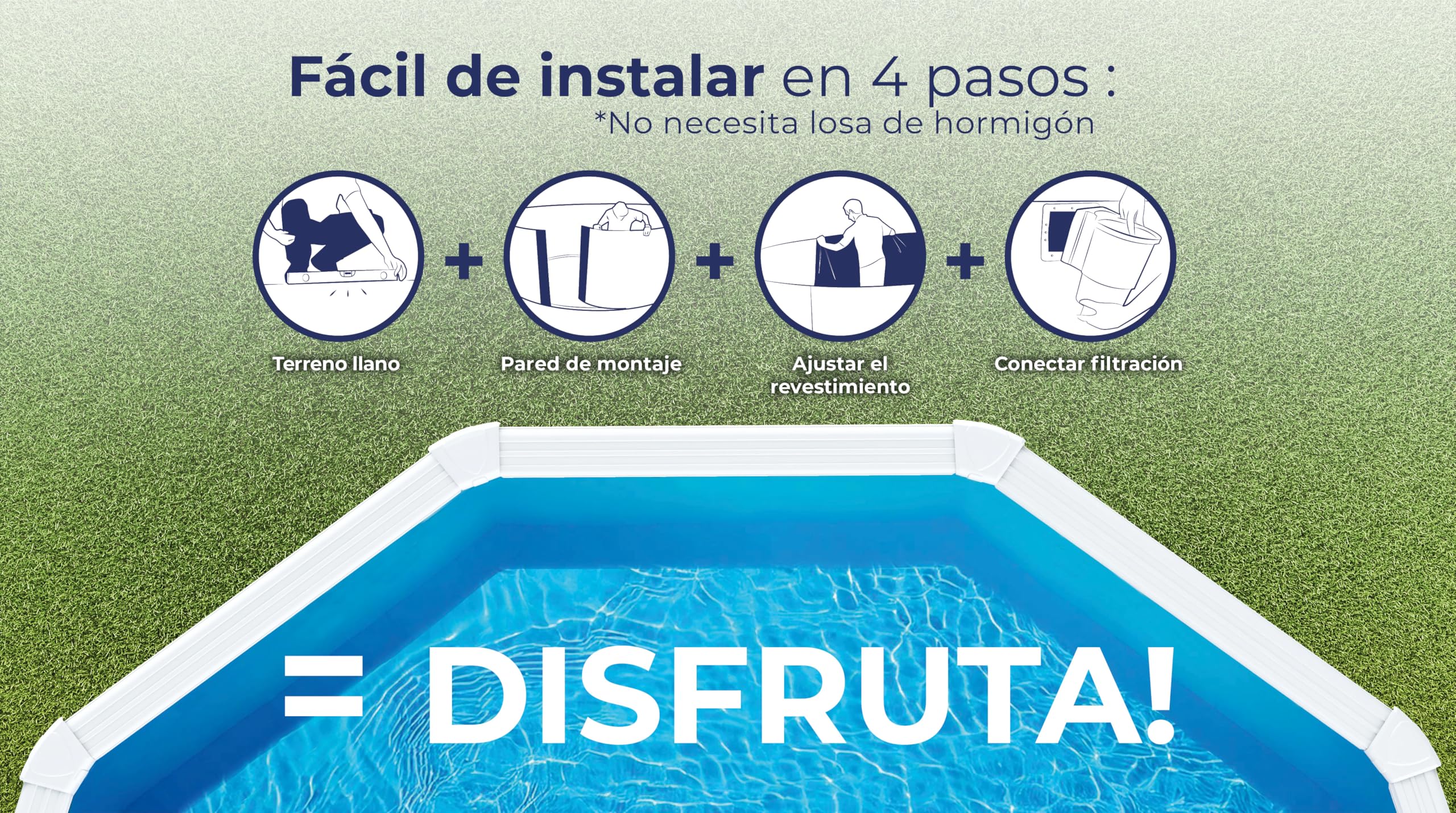 Piscina de Acero Elevada,Forma Ovalada con Aspecto Acero Blanco. Piscinas Desmontables para Jardín 500 x 300 x 120 cm - Piscina Gre KITPROV503 Bora Bora.