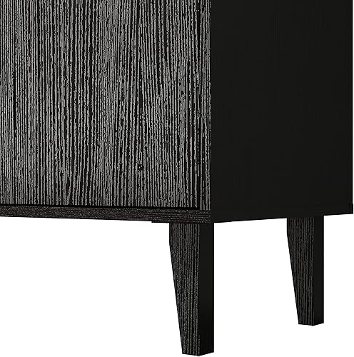 Miniatura 8 de Panana Sideboard Buffet Cabinet Kitchen Storage Cabinet Living Room 4 Doors Console Table (Black) Negro -,Blanco