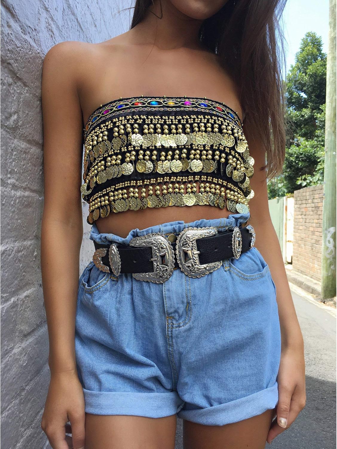 MUNAFIE Belly Dance Hip Scarf Belly Dancing Multi-Row Coin Noisy Belt Skirt - Image 2