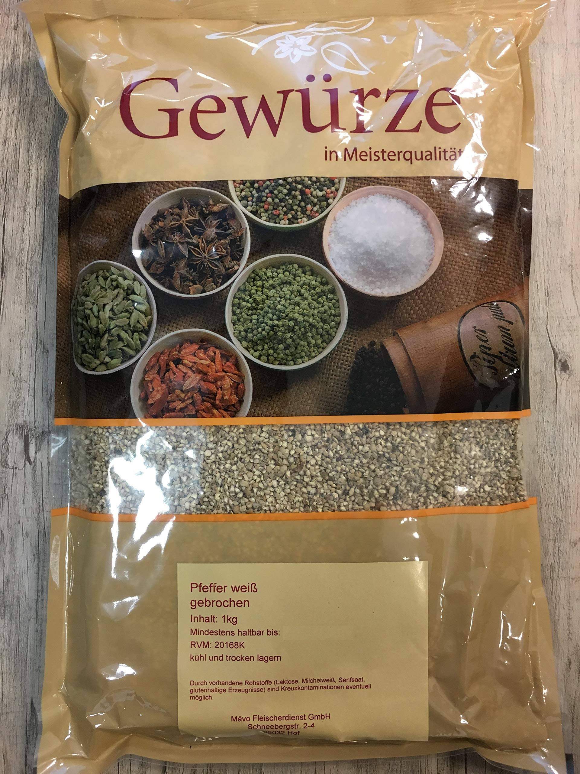 Pfeffer weiß geschrotet, gebrochen 1 Kg Beutel 1A Spitzenqualität