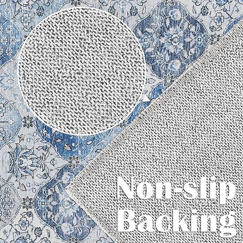 Miniatura 7 de jinchan Alfombra marroquí de 5 x 7 pies, lavable, diseño de medallones florales, enrejado marroquí, antideslizante, alfombra de cocina vintage,