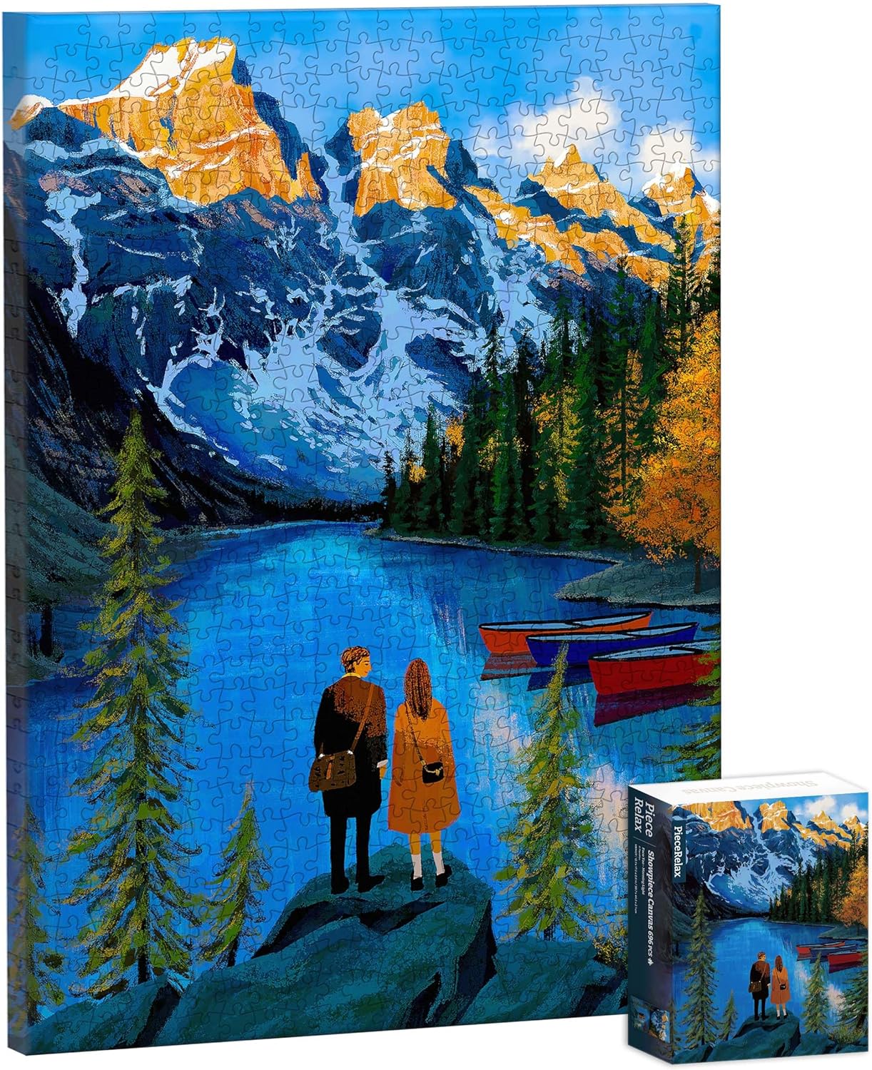 PieceRelax Puzzle Canvas Wall Art 696 Plastic Pieces for Adults - Paco Yao - Moraine Lake Promise - Unique Gift & Home Décor with Jigsaw Puzzle Artwork for Living Room Bedroom [HN1459]
