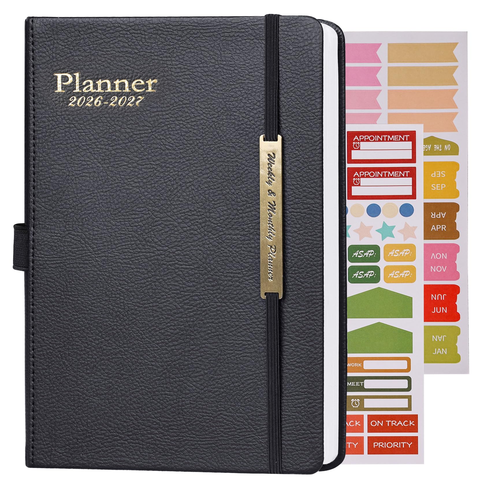 Samboo Agenda semanal y mensual A5 de 18 meses, con 100 páginas, para trabajo, planificación, estudio, viajes, dibujo, bocetos y proyectos, 5.5 x 8.1 pulgadas, color negro