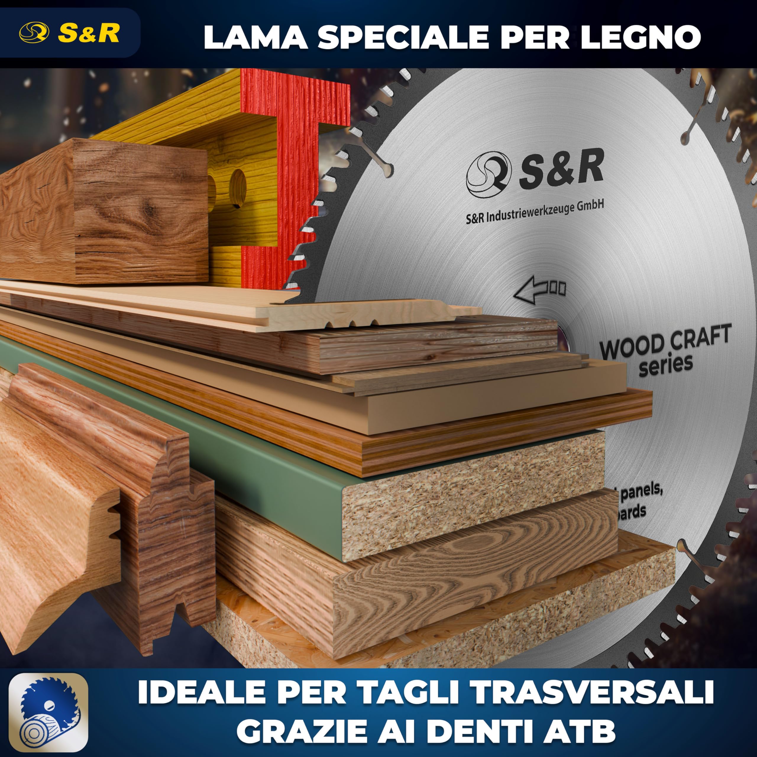 S&R Lama per Sega Circolare 254. Disco Smerigliatrice Taglio Legno Professionale (254 x 30 x 2,4mm 80 Denti) compatibile con sega a immersione e sega circolare Bosch e Makita