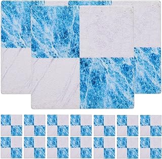 ibasenice Dollhouse Floor Tiles 18pcs Miniature Blue and White Mosaic Floor Tiles Dollhouse Floor Sheets for Dollhouse Micro Landscape Supplies