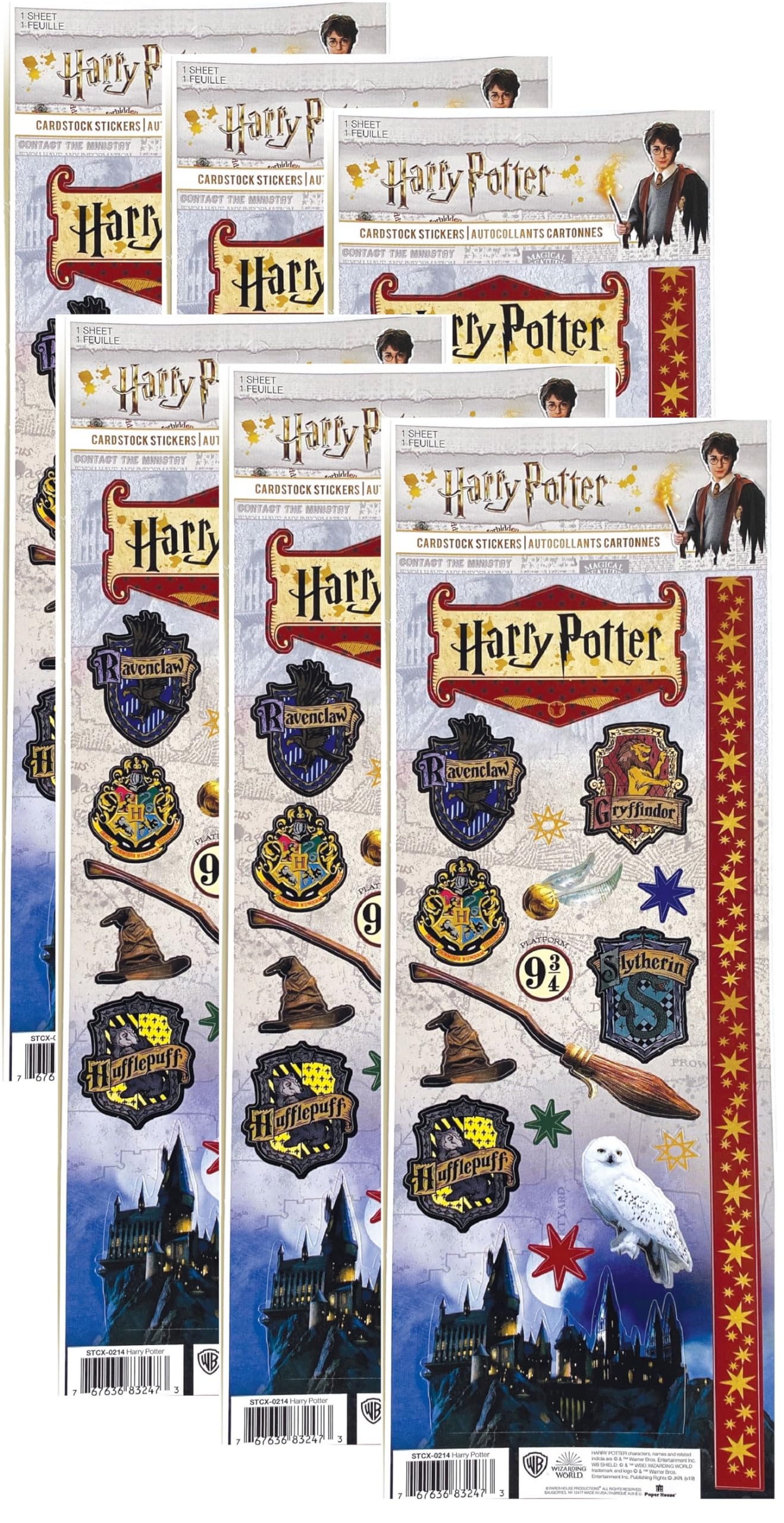 Paper House Productions Harry Potter Cardstock Sticker, Colorful 6 Pack