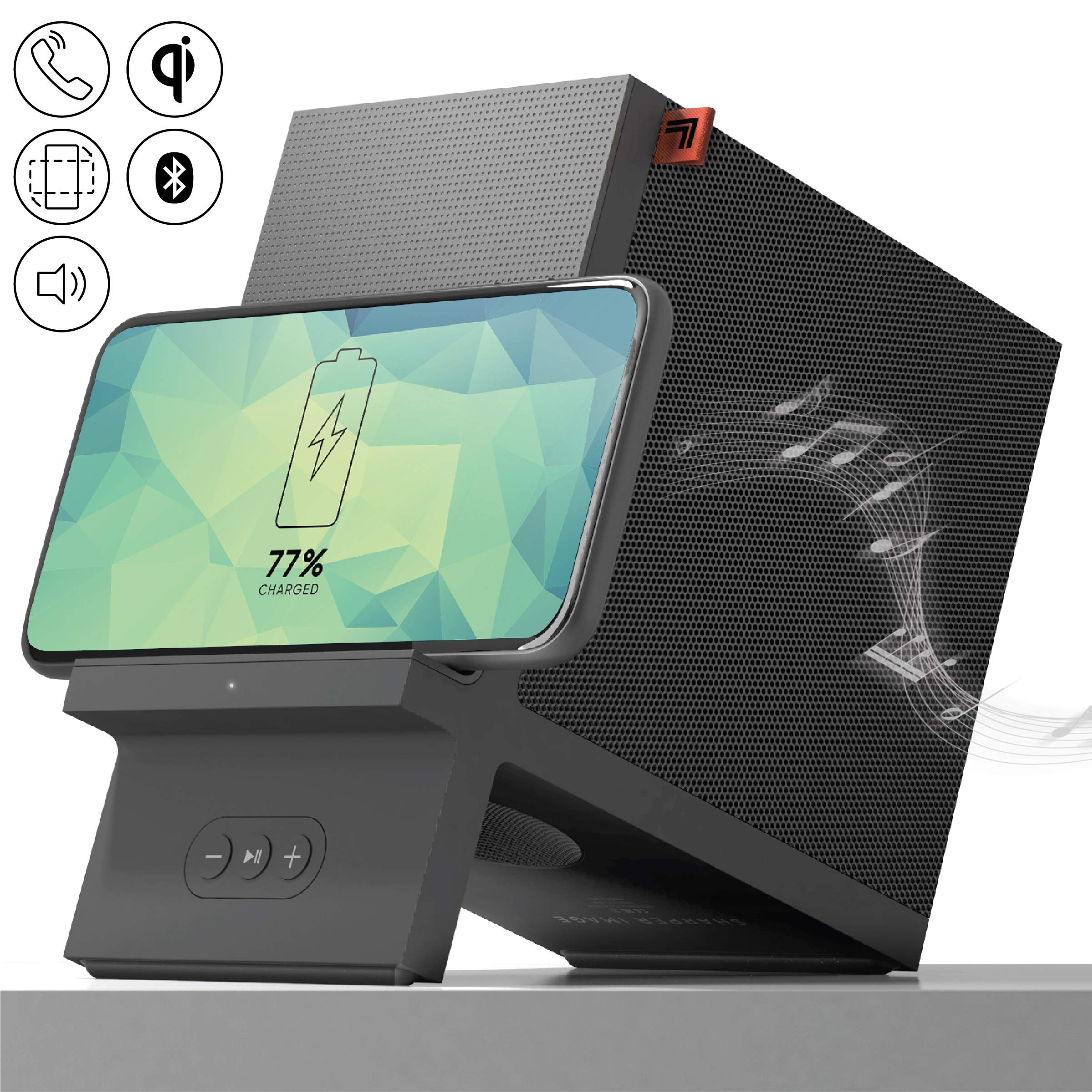 Sharper Image Wireless Qi Charging Dock With Bluetooth Speaker