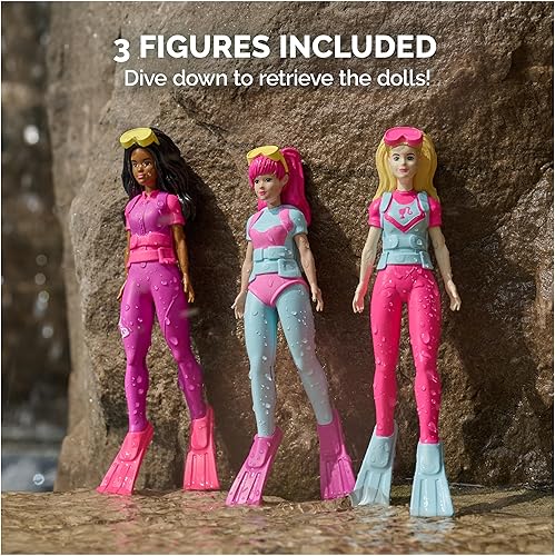 Vista 3 de SwimWays Barbie Personajes de Buceo Paquete de 3, Accesorios de Piscina y Juguetes de Piscina para Niños, Suministros para Fiestas en la Piscina