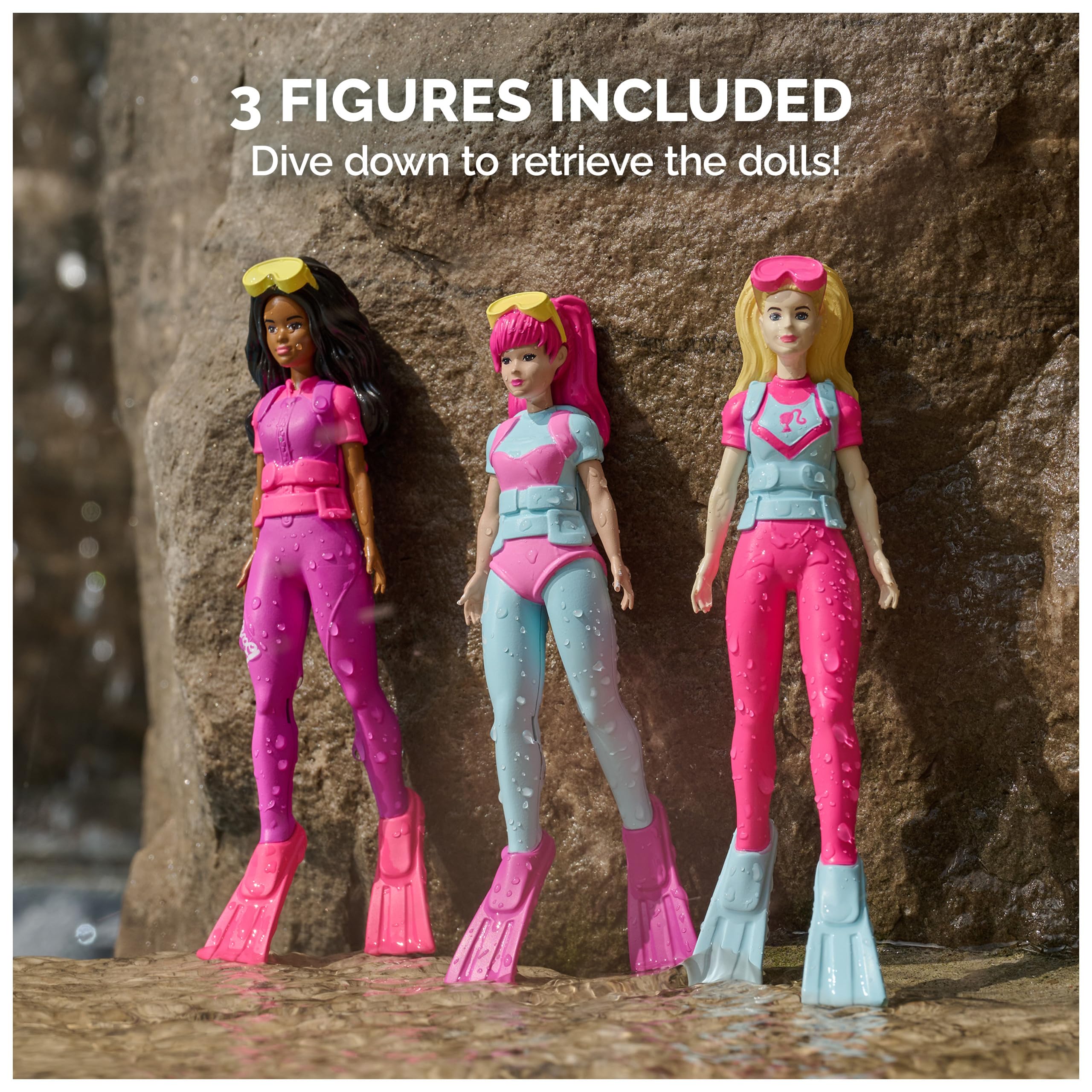 SwimWays Barbie - Confezione da 3 personaggi subacquei, accessori per piscina e giocattoli da piscina per bambini, forniture per feste in piscina e giocattoli acquatici per bambini dai 5 anni in su
