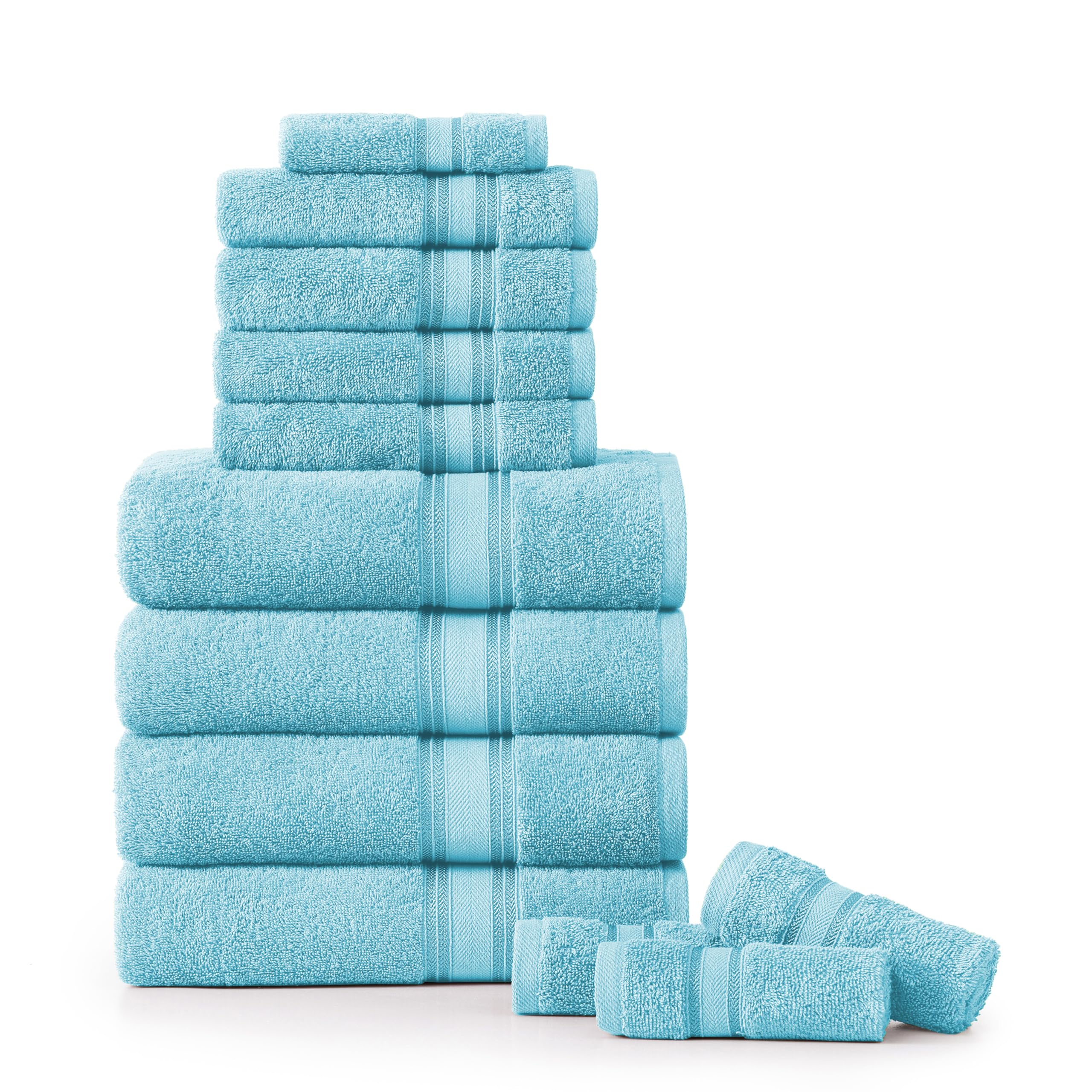 LANE LINEN Luxury Towel Set for Bathroom – 12-Pack 100% Cotton, Zero Twist, Includes 4 Bath, 4 Hand & 4 Washcloth, Suitable for All Body Types, Soft & Quick Dry, Ideal for Airbnb & Spa - Blue