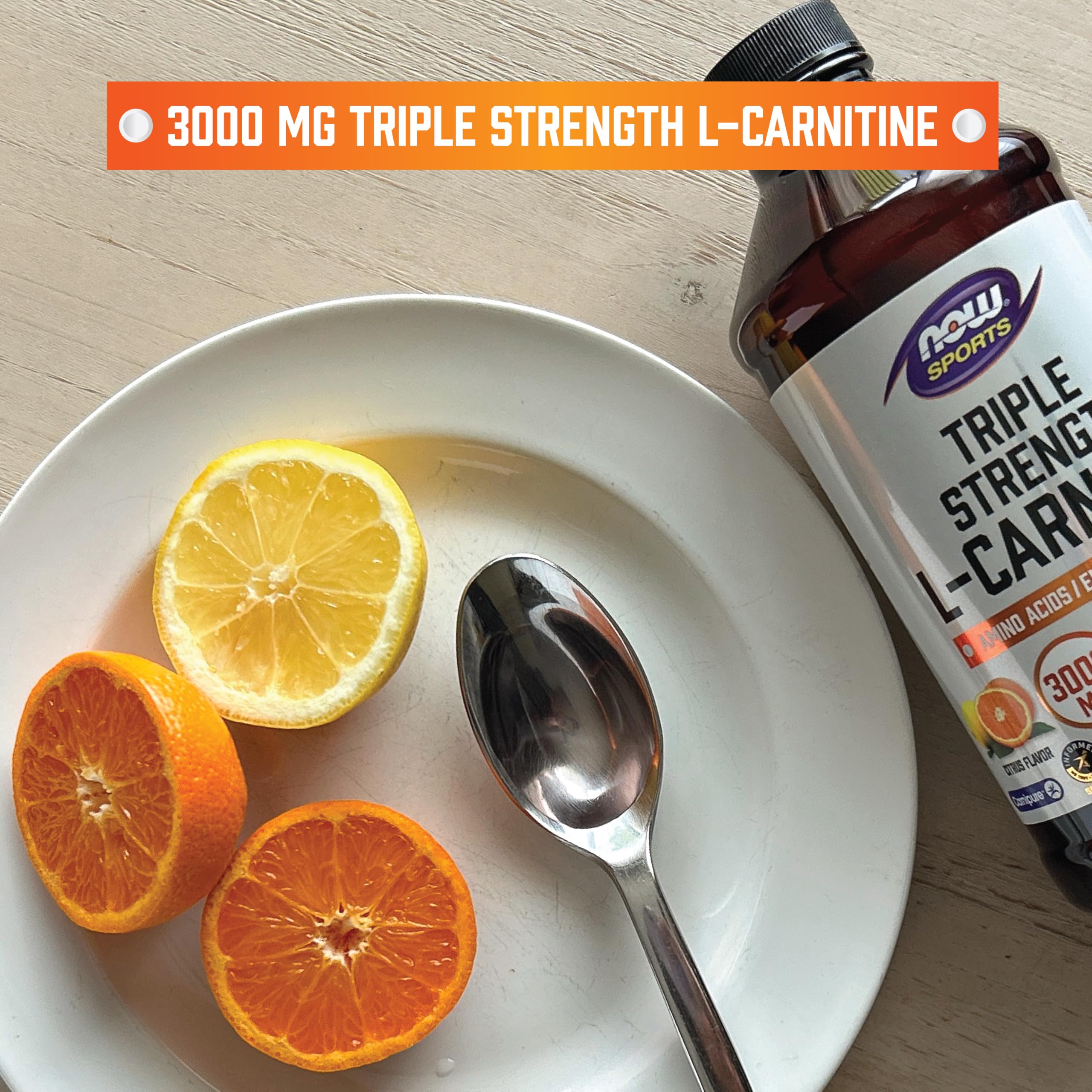 NOW Foods Sports Nutrition, L-Carnitine Liquid, Triple Strength 3000 mg, Citrus, 16-Ounce : Health & Household