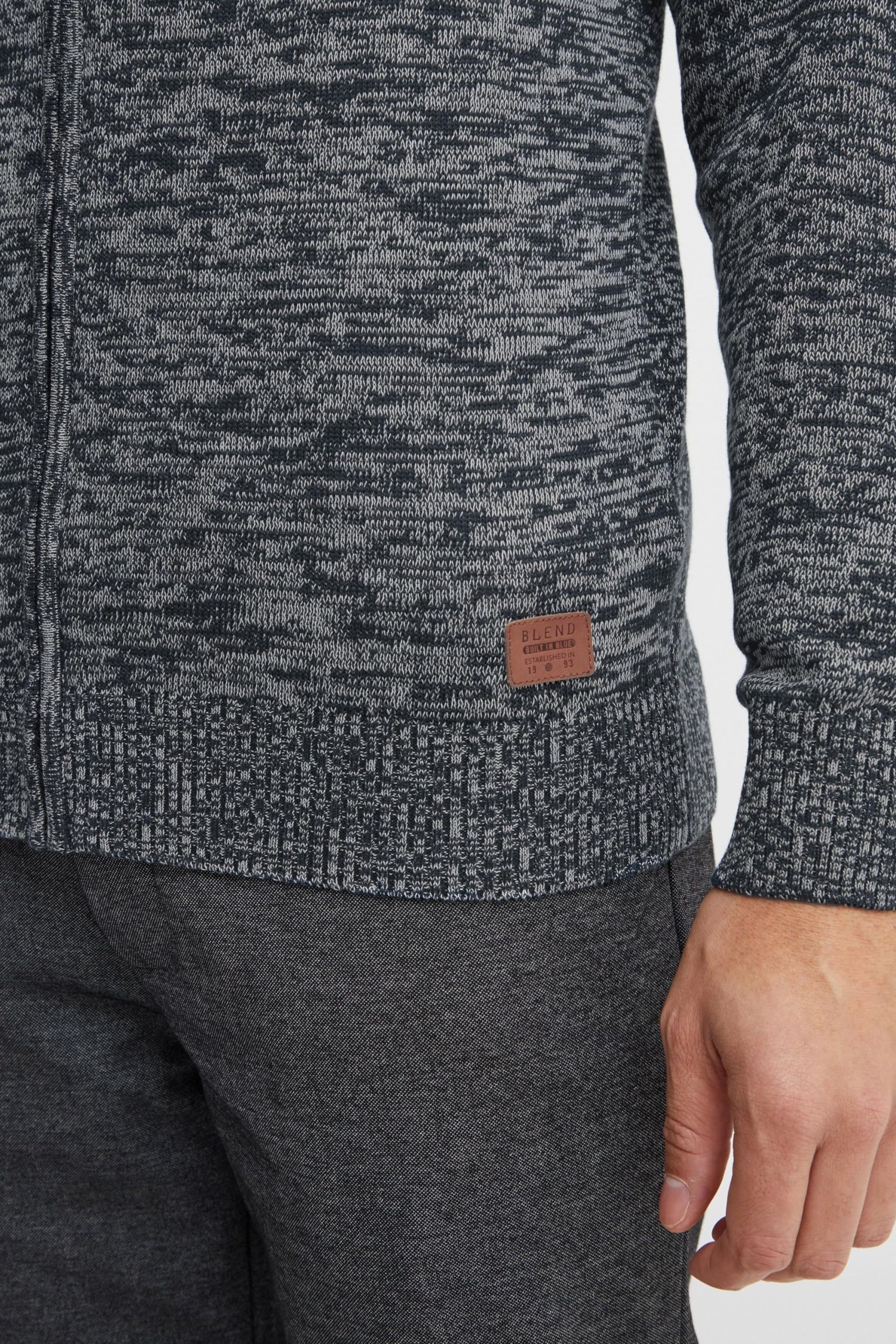 Blend BHDaniri Herren Strickjacke Cardigan Feinstrick mit Stehkragen Reißverschluss Rippbündchen Baumwollmischung Regular fit