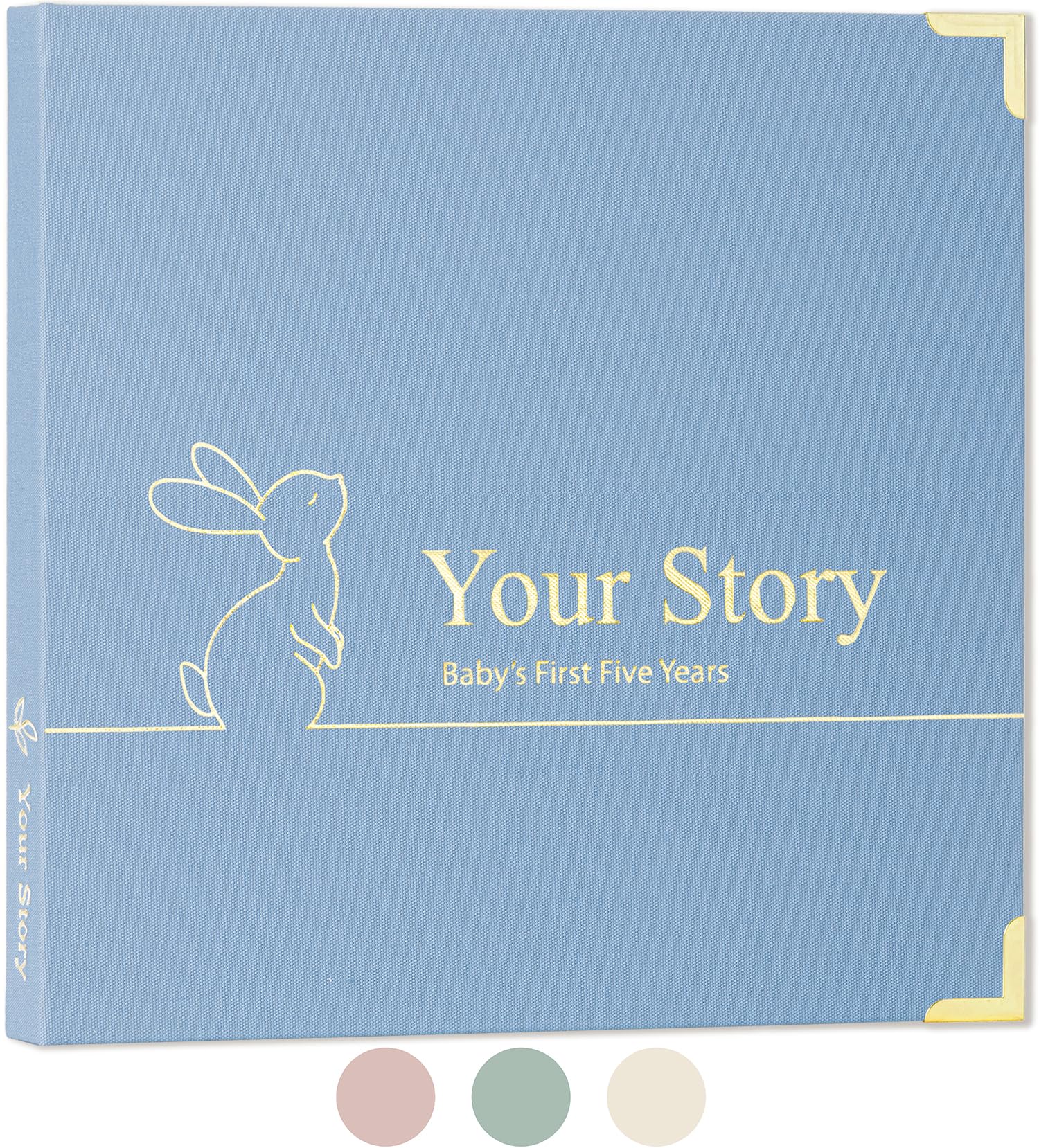 Libro de recuerdos para bebés, diario para bebés de género neutro, para niños y niñas, para los primeros 5 años, álbum de recortes atemporal para bebés, álbum de fotos de hitos para bebés, regalos para revelar el género, azul cielo