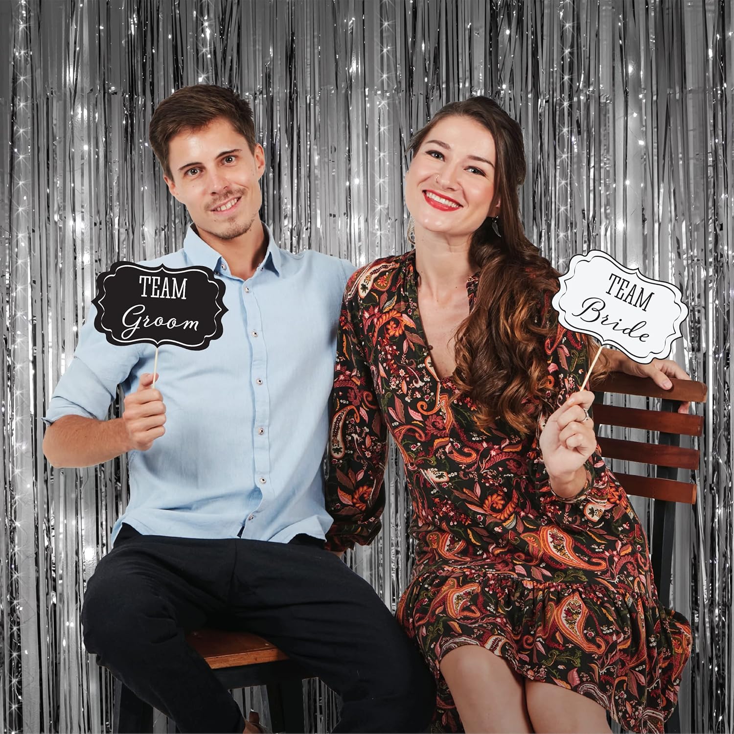 Wedding Photo Booth Props - 41-pc Wedding Props with 8 x 10-Inch Sign, 45 Glue Dots, 35 Wooden Sticks - Signs for Wedding Backdrop and Selfie Station : Home & Kitchen