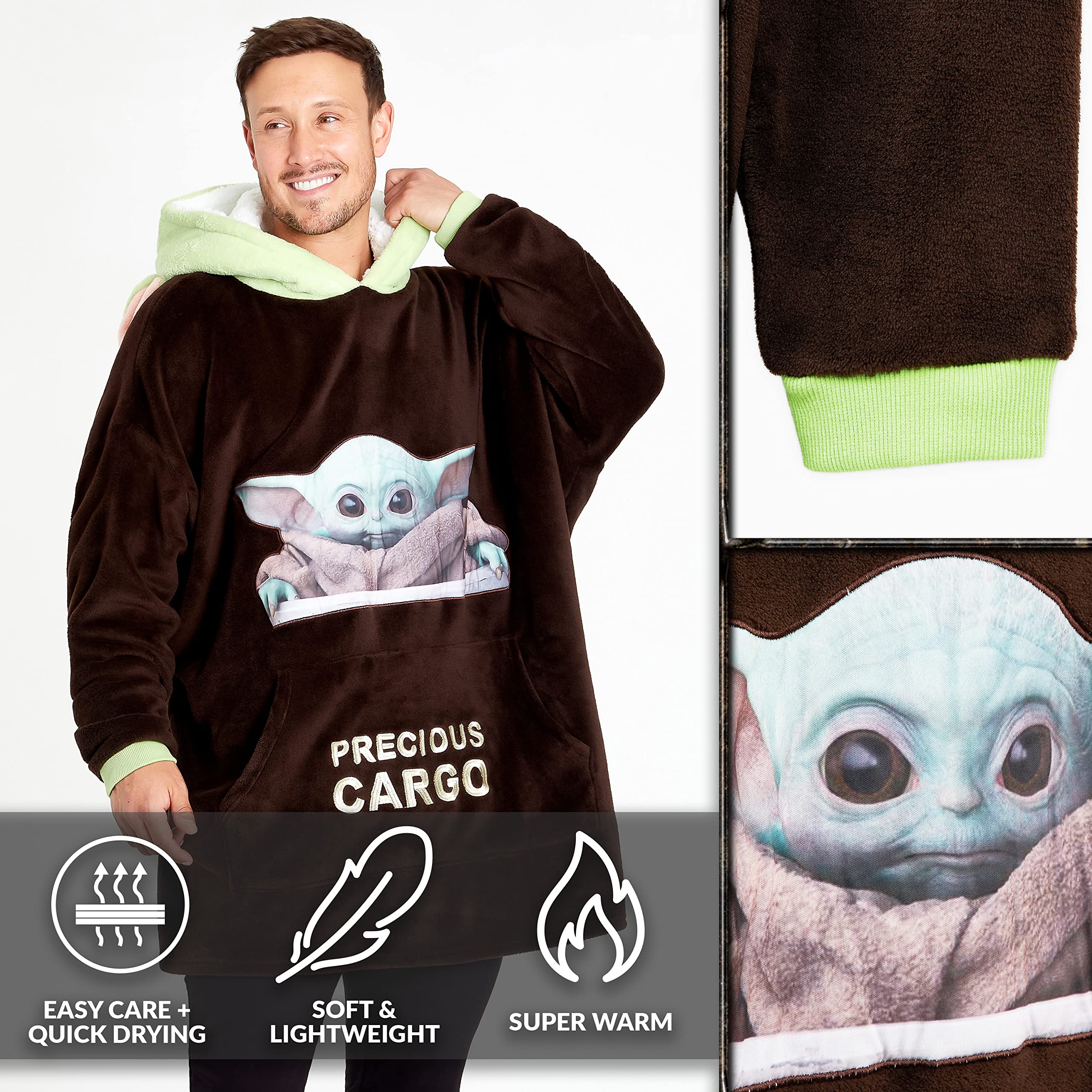 Disney The Mandalorian Sudadera Manta Gigante Forro Polar Baby Yoda Marron Verde