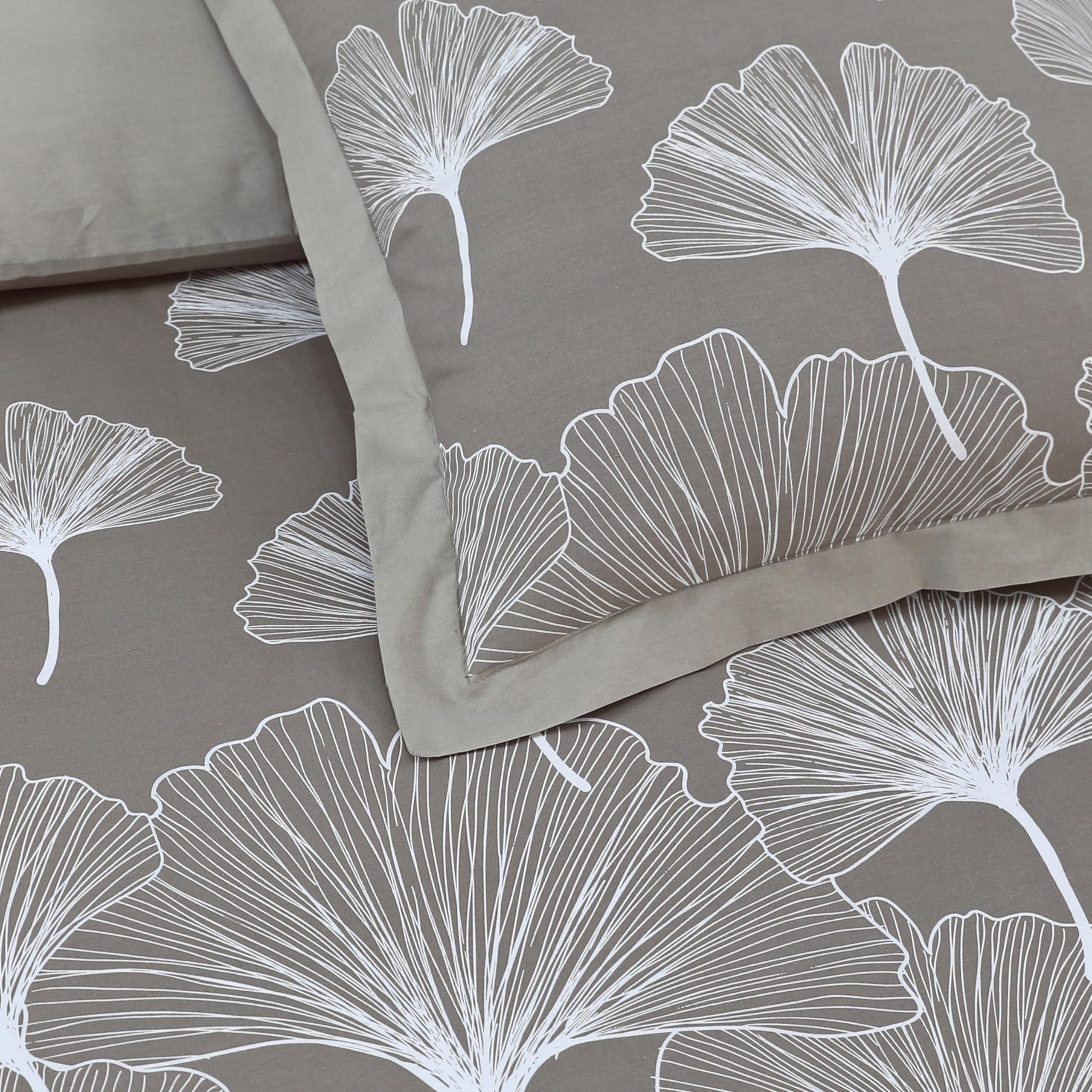 Vision - Komplet pościeli Ginko Beige - Poszewka na kołdrę 260x240cm z 2 różnymi poszewkami 65x65cm - 100% Bawełna