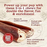 Vista 3 de Natural Farm Power Bully Sticks - Masticables para perros (6 pulgadas, paquete de 15), masticables 2 en 1: mejilla de res de alta calidad envuelta