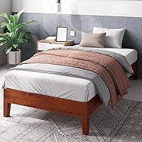 Vista 13 de Cama plataforma de madera sólida de lujo Zinus 12 pulgadas con cabecero de cama/no necesita resortes/soporte de madera con listón/acabado expreso