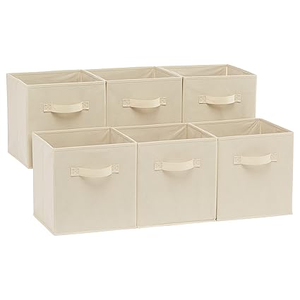 AmazonBasics Square Foldable Storage Cubes (Beige) – 6 Pack at Rs. 913