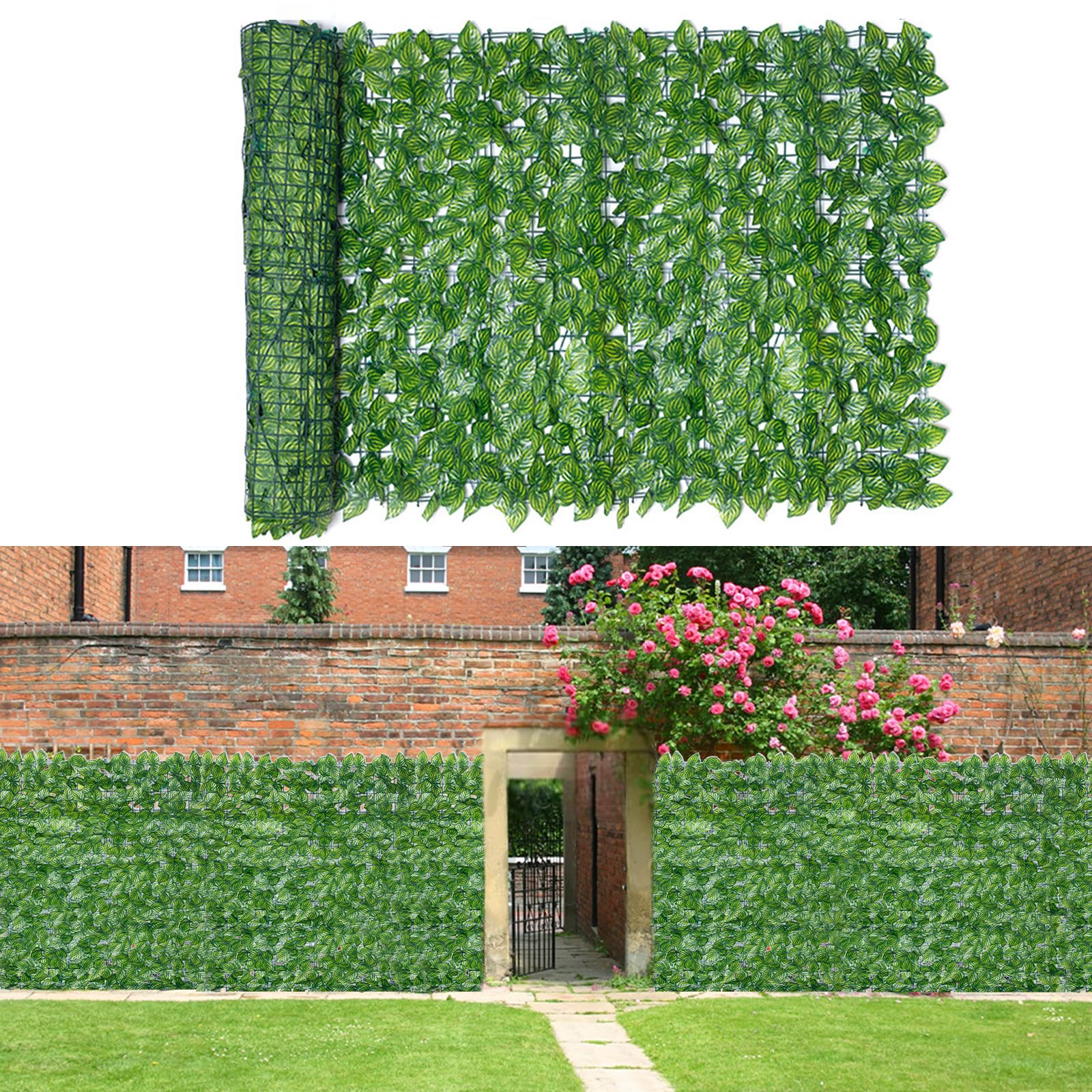 HUIMO Artificial Ivy Fence Screening 1 x 3m Artificial Hedge Roll & Plant Wall Panels Ivy Trellis Privacy Cover for Decorative Garden, Backyard, Balcony & Outdoor