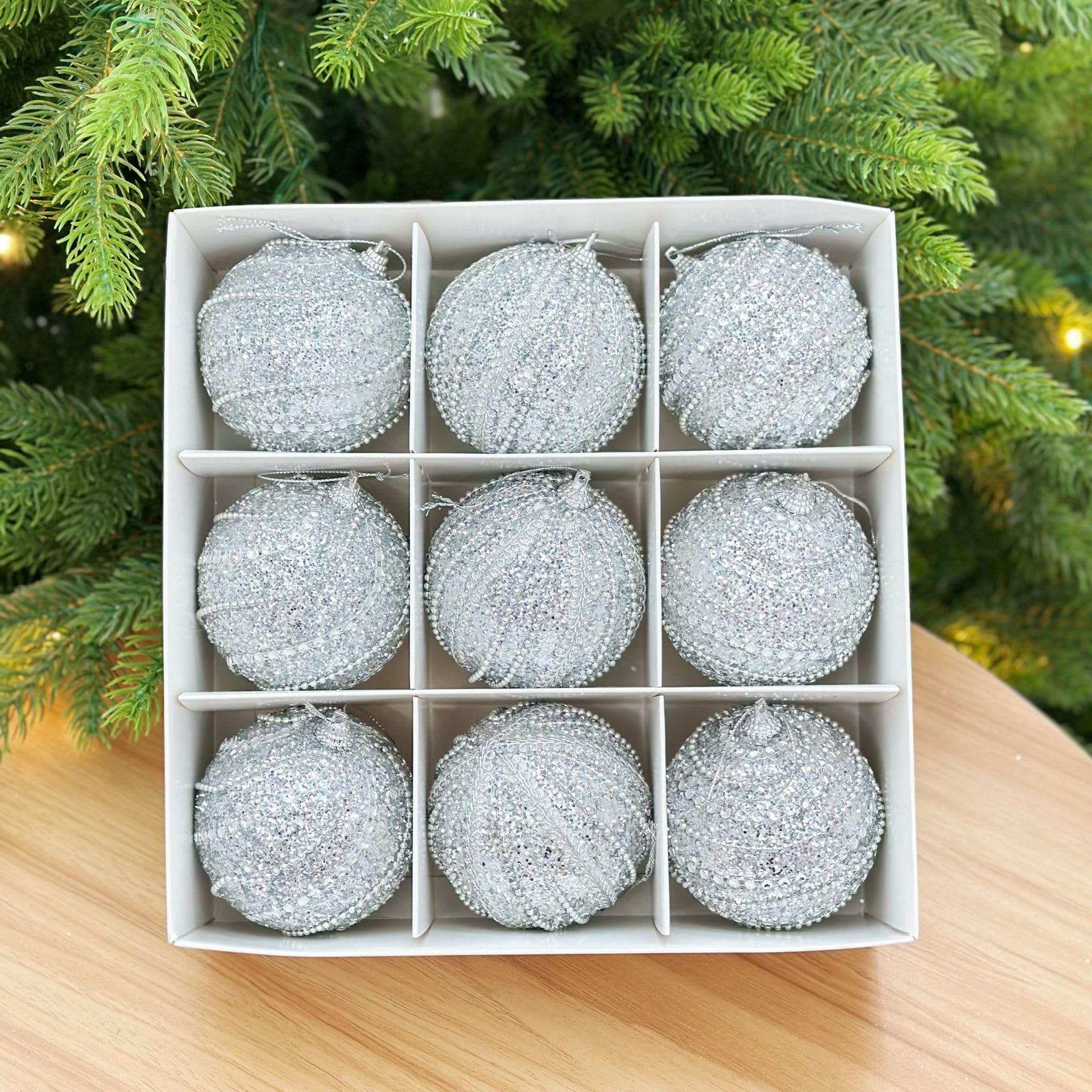 Bolas de Navidad, Champán 9 Bolas Navideñas De 8 cm Bolas De Color Bolas Navideñas Decoración De árboles Navideños Colgantes árboles Navideños Decoración (platado)