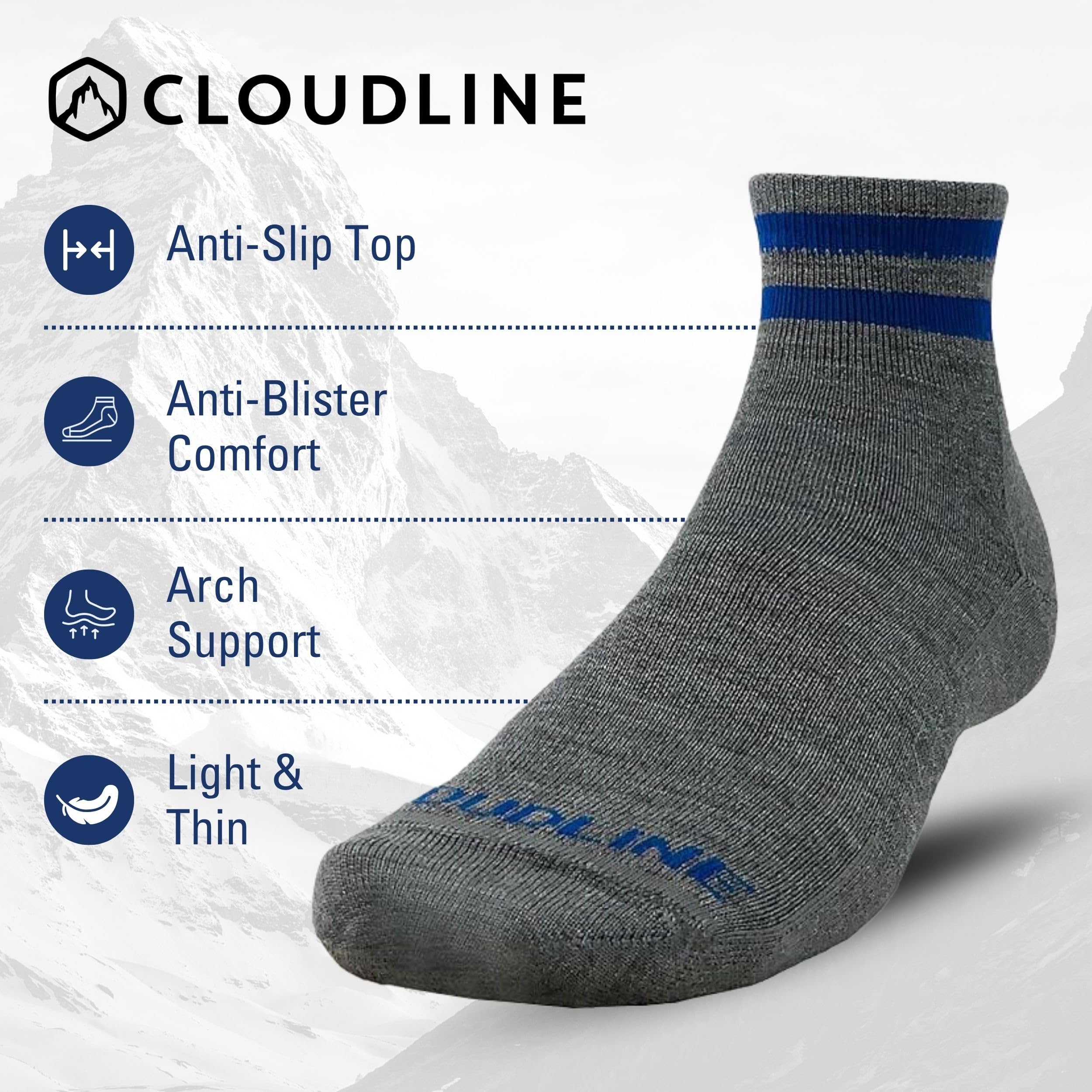 CloudLine Calcetines Quarter Crew-Ultraligeros Correr para Hombre